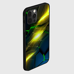 Чехол для iPhone 12 Pro Max Неоновые яркие зеленые плиты с желтым светом, цвет: 3D-черный — фото 2