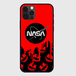 Чехол для iPhone 12 Pro Max Marshmello x Nasa red, цвет: 3D-черный