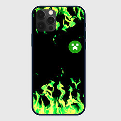 Чехол iPhone 12 Pro Max Minecraft green flame