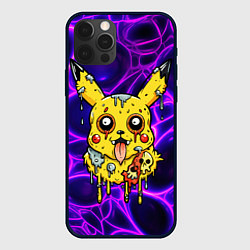 Чехол для iPhone 12 Pro Max Растекшийся Пикачу зомби на неоне, цвет: 3D-черный