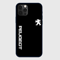 Чехол для iPhone 12 Pro Max Peugeot logo white, цвет: 3D-черный