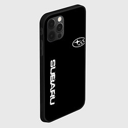 Чехол для iPhone 12 Pro Max Subaru logo white, цвет: 3D-черный — фото 2