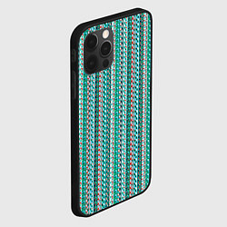 Чехол для iPhone 12 Pro Max Бирюзовый полосы-узоры, цвет: 3D-черный — фото 2