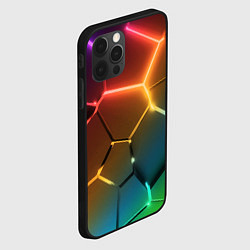 Чехол для iPhone 12 Pro Max Радужные неоновые плиты в разломе градиент, цвет: 3D-черный — фото 2