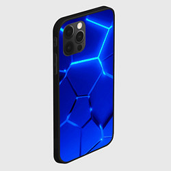 Чехол для iPhone 12 Pro Max Яркие синие неоновые плиты в разломе, цвет: 3D-черный — фото 2