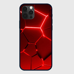 Чехол для iPhone 12 Pro Max Яркие красные неоновые плиты в разломе, цвет: 3D-черный