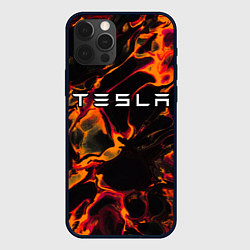 Чехол для iPhone 12 Pro Max Tesla red lava, цвет: 3D-черный