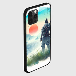 Чехол для iPhone 12 Pro Max Японский самурай на берегу горного озера, цвет: 3D-черный — фото 2