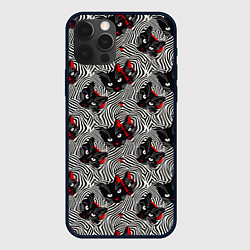 Чехол для iPhone 12 Pro Max Черные коты в оптической иллюзии, цвет: 3D-черный