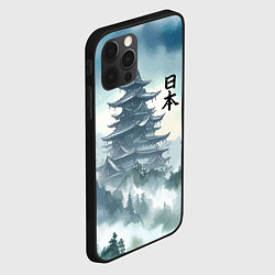 Чехол для iPhone 12 Pro Max Японская пагода в тумане - нейросеть, цвет: 3D-черный — фото 2