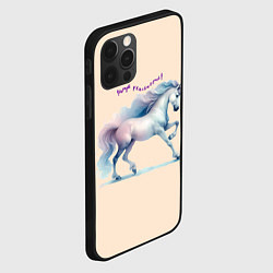 Чехол для iPhone 12 Pro Max Чаруй реальность - единорог на бежевом, цвет: 3D-черный — фото 2
