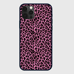 Чехол для iPhone 12 Pro Max Шкура леопарда в черно розовую текстуру, цвет: 3D-черный