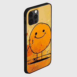 Чехол для iPhone 12 Pro Max Забавный колобок-смайлик на оранжевом, цвет: 3D-черный — фото 2