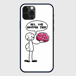 Чехол для iPhone 12 Pro Max Мем с человечком - выпал мозг, цвет: 3D-черный