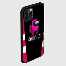 Чехол для iPhone 12 Pro Max Among us geometry pink, цвет: 3D-черный — фото 2