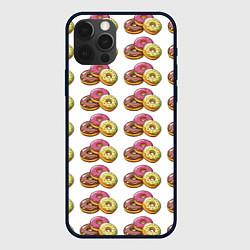 Чехол для iPhone 12 Pro Max Пончики-фастфуд паттерн, цвет: 3D-черный