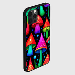 Чехол для iPhone 12 Pro Max Неоновые мухоморы в горошек, цвет: 3D-черный — фото 2