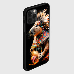 Чехол для iPhone 12 Pro Max Капибара этнический индеец, цвет: 3D-черный — фото 2