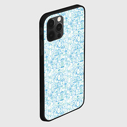 Чехол для iPhone 12 Pro Max Дудл - паттерн звери рисованные лайнарт, цвет: 3D-черный — фото 2