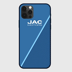 Чехол для iPhone 12 Pro Max Jac motors сине-голубой с полосой, цвет: 3D-черный