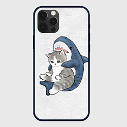Чехол для iPhone 12 Pro Max Котик и акула зверушки мем, цвет: 3D-черный