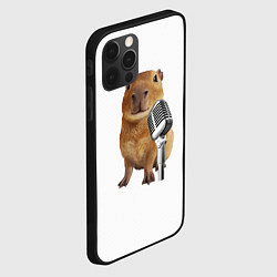 Чехол для iPhone 12 Pro Max Капибара с микрофоном мем, цвет: 3D-черный — фото 2