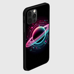 Чехол для iPhone 12 Pro Max Неоновый Сатурн, цвет: 3D-черный — фото 2