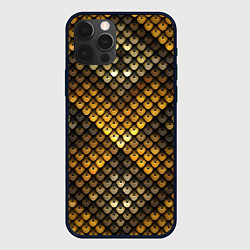 Чехол для iPhone 12 Pro Max Кольчуга - металлическая чешуя змеи, цвет: 3D-черный