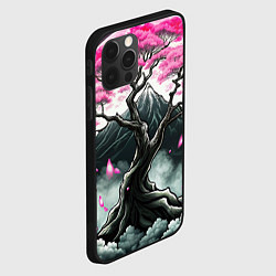 Чехол для iPhone 12 Pro Max Япония сакура и горы, цвет: 3D-черный — фото 2