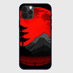 Чехол для iPhone 12 Pro Max Гора японии на фоне заката, цвет: 3D-черный