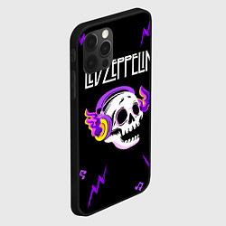Чехол для iPhone 12 Pro Max Led Zeppelin неоновый череп, цвет: 3D-черный — фото 2