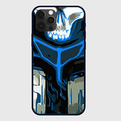 Чехол для iPhone 12 Pro Max Blue stripes on a black and white background, цвет: 3D-черный
