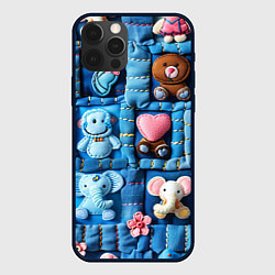 Чехол для iPhone 12 Pro Max Слоники на пэчворк, цвет: 3D-черный