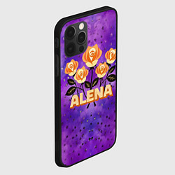 Чехол для iPhone 12 Pro Max Алена желтые розы на фиолетовом, цвет: 3D-черный — фото 2