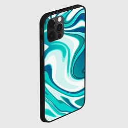 Чехол для iPhone 12 Pro Max Абстракция сине белый мрамор, цвет: 3D-черный — фото 2