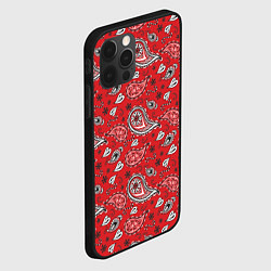 Чехол для iPhone 12 Pro Max Узор бандана красночерный, цвет: 3D-черный — фото 2
