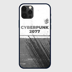 Чехол для iPhone 12 Pro Max Cyberpunk 2077 - white gradient посередине, цвет: 3D-черный