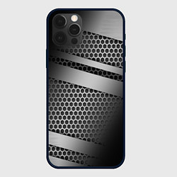 Чехол для iPhone 12 Pro Max Карбоновая текстура хром, цвет: 3D-черный
