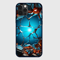 Чехол для iPhone 12 Pro Max Разбитое стекло текстура, цвет: 3D-черный