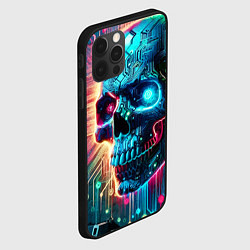 Чехол для iPhone 12 Pro Max Cool cyber skull - neon glow, цвет: 3D-черный — фото 2