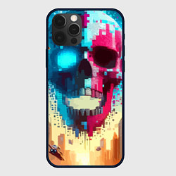 Чехол для iPhone 12 Pro Max Cool vanguard neon cyber skull - ai art, цвет: 3D-черный