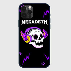 Чехол для iPhone 12 Pro Max Megadeth неоновый череп, цвет: 3D-черный