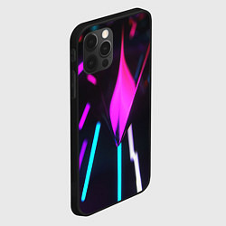 Чехол для iPhone 12 Pro Max Оптические лучи неон, цвет: 3D-черный — фото 2