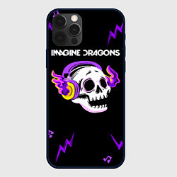 Чехол для iPhone 12 Pro Max Imagine Dragons неоновый череп, цвет: 3D-черный