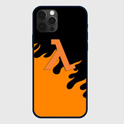 Чехол для iPhone 12 Pro Max Half life orange fire, цвет: 3D-черный