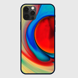 Чехол для iPhone 12 Pro Max Жидкие цветные краски, цвет: 3D-черный