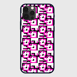Чехол для iPhone 12 Pro Max Чёрно-розовые фигуры на белом фоне, цвет: 3D-черный