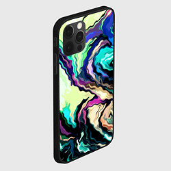 Чехол для iPhone 12 Pro Max Абстракция смесь красок сине-зелёный, цвет: 3D-черный — фото 2