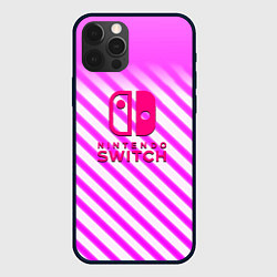 Чехол для iPhone 12 Pro Max Nintendo pink line, цвет: 3D-черный