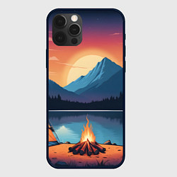 Чехол для iPhone 12 Pro Max В лесу с палаткой, цвет: 3D-черный